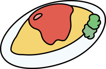 カラー食べ物アイコン　オムライス