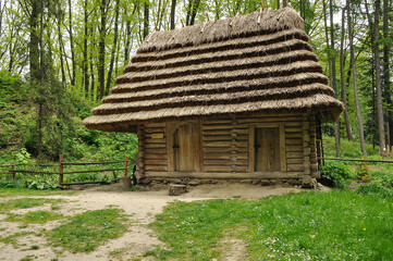 Ukrainian village of the 18th century. Authentic buildings. Ukrainian houses.