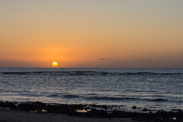 beach and warm sunrise in the morning on vacation at the red sea