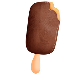 chocolate ice cream isolated on white clipart.yummy popsicle sweet cold element.