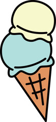 カラー食べ物アイコン　アイスコーン

