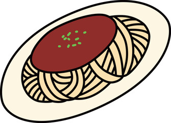 カラー食べ物アイコン　ミートスパゲッティ
