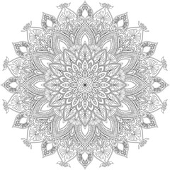 Mehndi Henna Drawing Circular Mandala pattern for tattoo, decoration premium product poster or painting. Decorative ornament in ethnic oriental style. Outline doodle hand draw illustration.