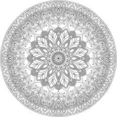 Mehndi Henna Drawing Circular Mandala pattern for tattoo, decoration premium product poster or painting. Decorative ornament in ethnic oriental style. Outline doodle hand draw illustration.