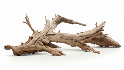 Driftwood Isolated on White Background Aged Wood | AI Generated