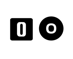 A white letter O logo on a background of black squares and circles, as well as isolated A-Z letter logos on a black squares and circles background.

