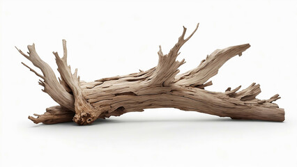 Driftwood Isolated on White Background Aged Wood | AI Generated