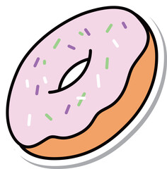 ステッカー風食べ物アイコン　ドーナッツ