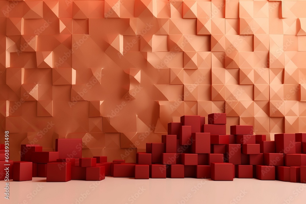 Poster abstract red cube background. generate ai