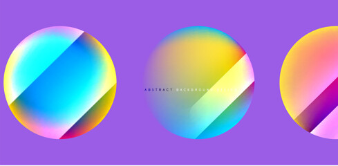 Colorful shiny and glossy circles abstract composition with light and shadow effects, geometric vector abstract background