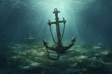 Anchor bottom sea . Generate Ai