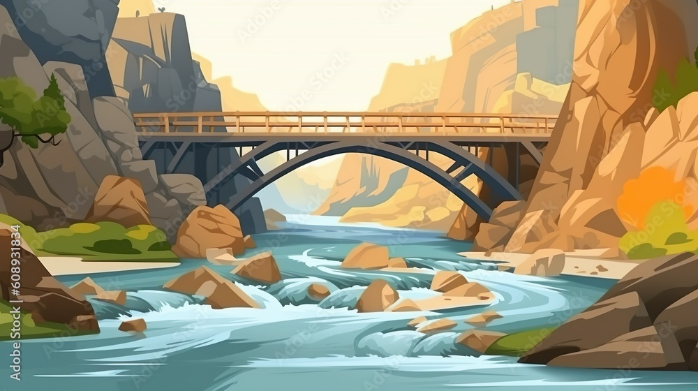 Poster background gorge. banner design with an abstract background featuring illustrated image of a gorge a