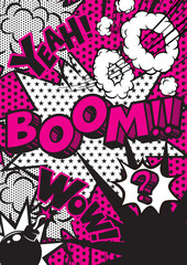 コミック風の英文吹き出し背景素材