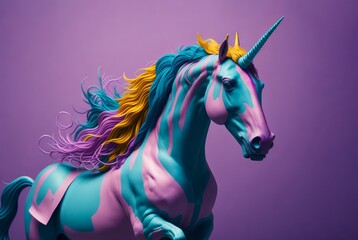 Naklejka na ściany i meble Fantasy colorful unicorn. AI Generated