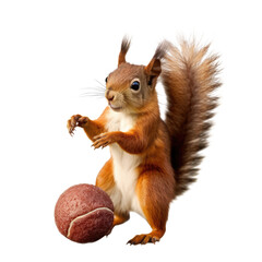 Obraz premium squirrel playing on isolated on white