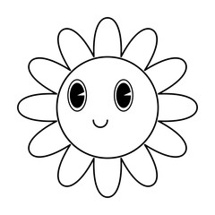 cute flower cartoon for kids coloring book pages