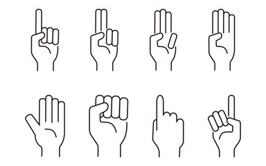 Hand gestures line icon set.Flat design modern vector illustration concept.
