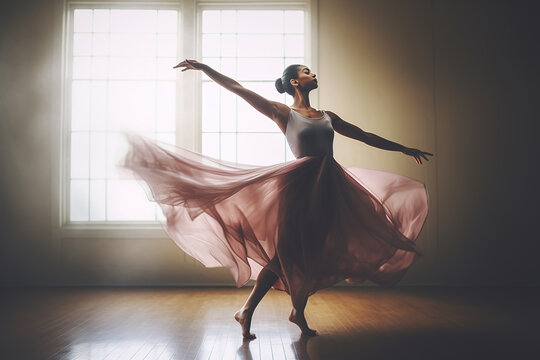 Fototapeta woman dancing ballet in the studio