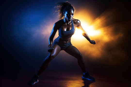 portrait of a female african american athlete in a gym