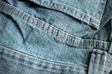 Jeans background, denim with seam of fashion design