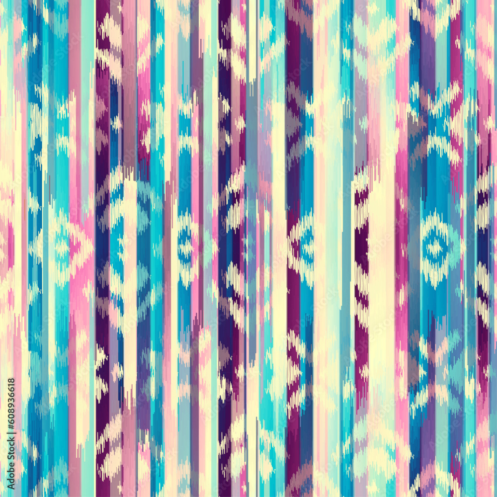 Aufkleber geometric abstract grunge vintage pattern. ikat style. seamless vector image.