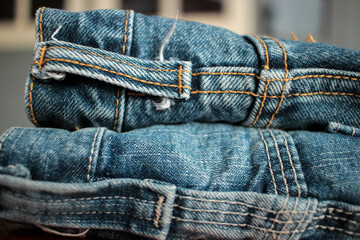 Jeans background, denim with seam of fashion design