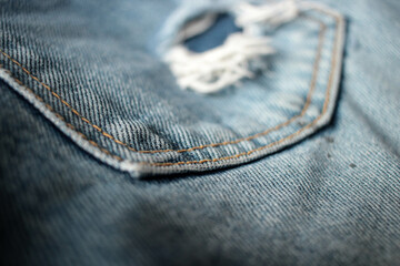 Jeans background, denim with seam of fashion design