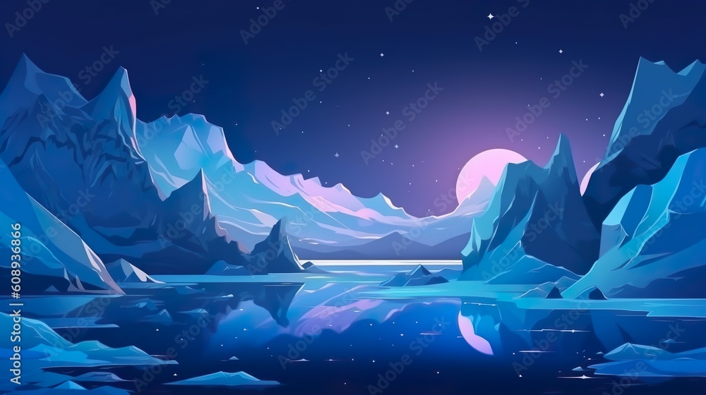 Poster abstract background night glaciers. a visually mesmerizing banner design highlighting an abstract ba