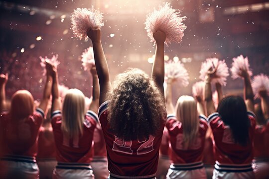 Cheerleaders cheering game spirit. Generate Ai