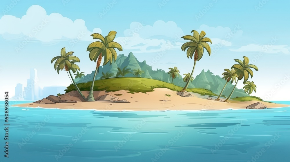 Poster background tropic island. an illustration in a banner design, featuring an abstract background and c