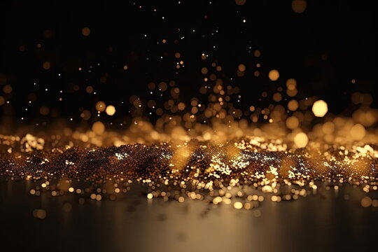 gold background on dark background, glitter lights