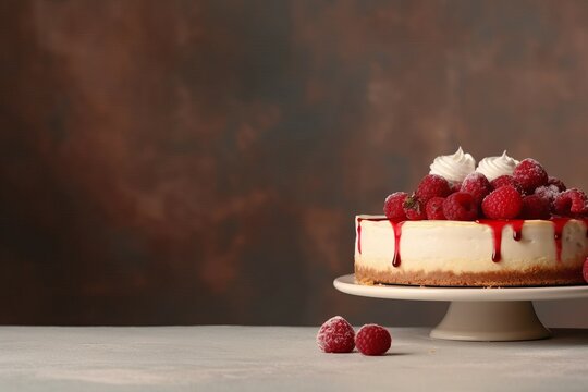 Cheesecake day red pie background. Generate Ai