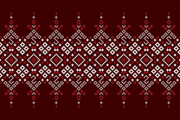 Red traditional ethnic pattern paisley flower Ikat background abstract Aztec African Indonesian Indian seamless pattern for fabric print cloth dress carpet curtains and sarong