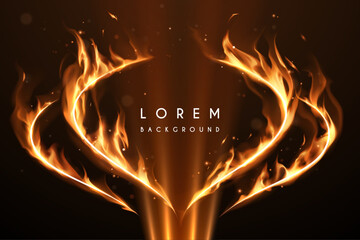 Lines in fire frame template with sparks and light rays © d1sk