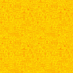 Circus Show Line Seamless Pattern. Vector Illustration of Outline Design.