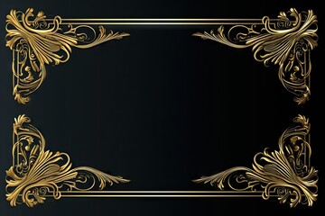 Vintage inspired Golden Frame on a Black Background Isolated. Generative AI illustrations