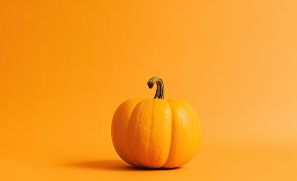 Seasonal background Wallpaper with copy-space. Pumpkin on Orange color. Fall Concept. Generative AI