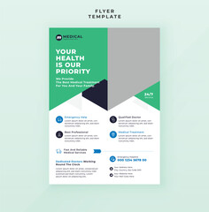 Medical health treatment flyer leaflet design medicine report brochure and pamphlet template
