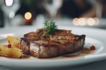 Steak meat potato. Generate Ai - obrazy, fototapety, plakaty
