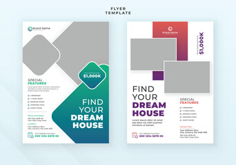 Dream house real estate flyer template and brochure leaflet cover design
