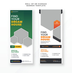 Dream home real estate roll up banner and signage standee banner design template
