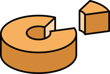  料理食べ物のカラー単品アイコン　バウムクーヘン