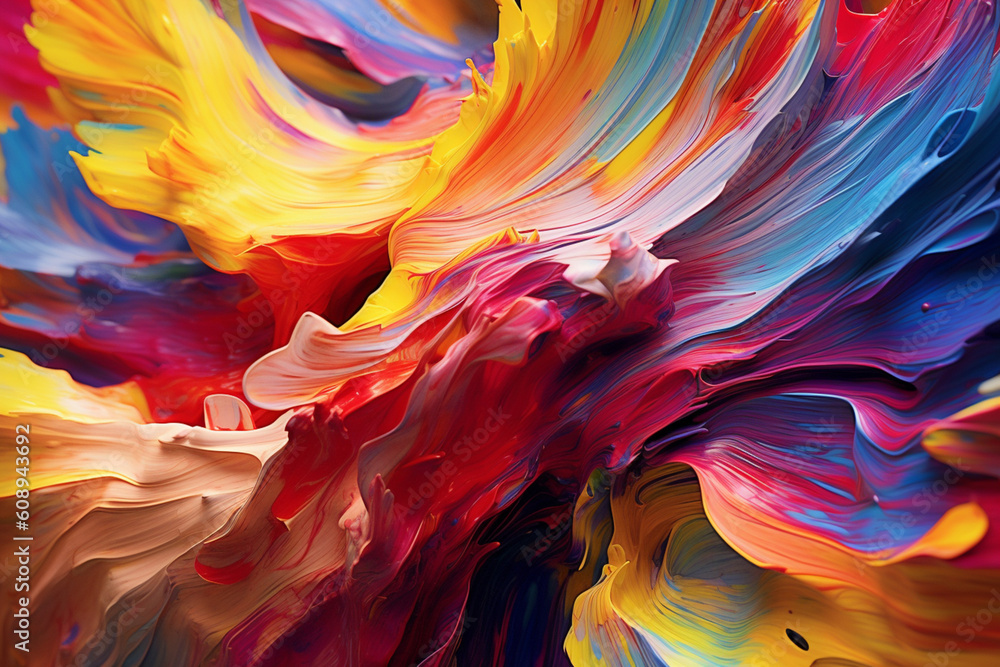 Poster a captivating image showcasing bold brushstrokes, vibrant colors, and expressive gestures, capturing