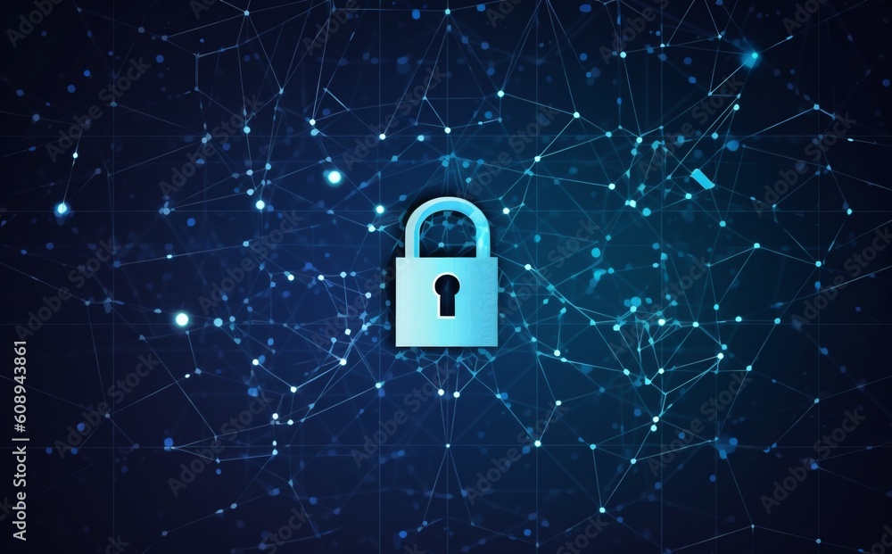 Poster protection digital network security lock cyberspace technology information system cyber. generative 