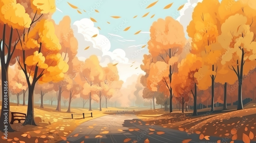 Poster background autumn park. depiction of an autumn park in a banner design, featuring an abstract backgr