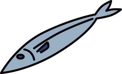 料理食べ物のカラー単品アイコン　魚