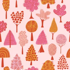 Rolgordijnen Seamless vector pattern with handdrawn trees. Perfect for textiles, wrapping paper, wall art. © Alexandrina