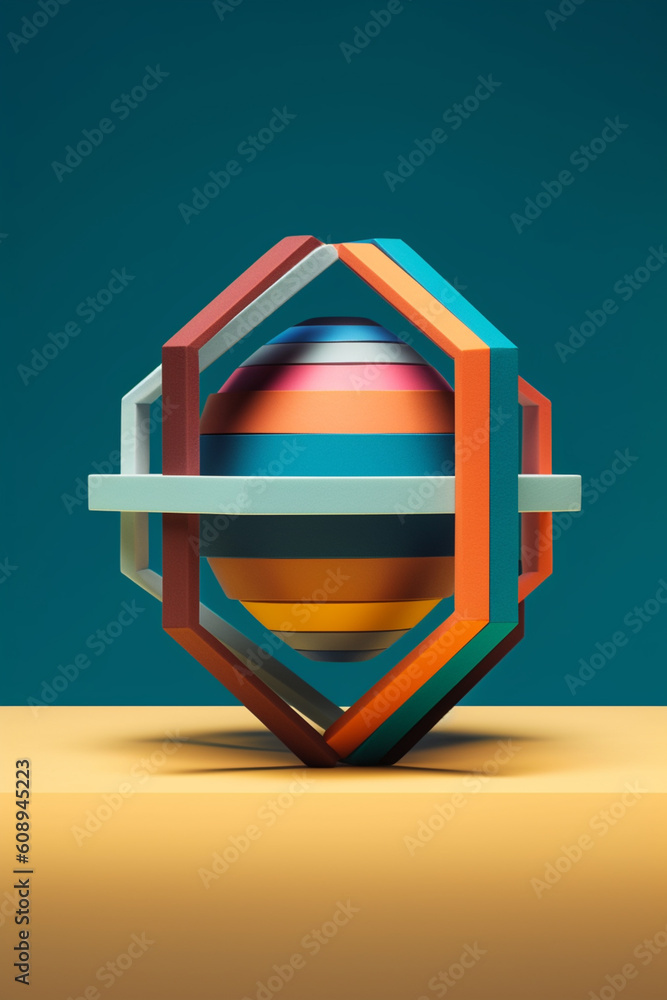 Poster a minimalist geometric sculpture composed of intersecting lines and planes, creating negative space 