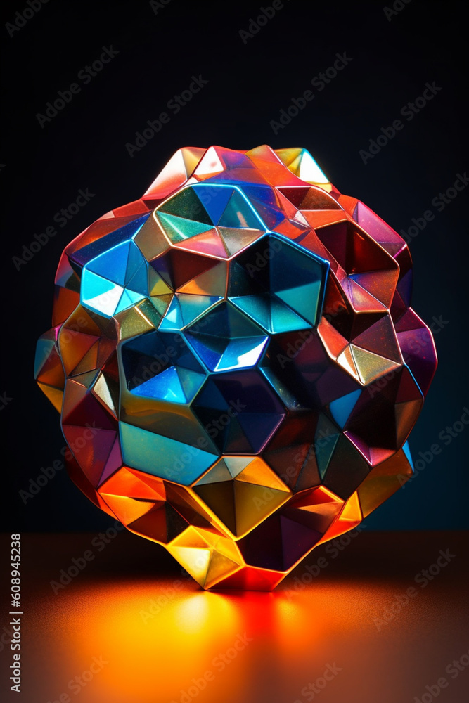 Aufkleber an organic-inspired geometric sculpture, with irregular shapes and flowing lines, blurring the bound