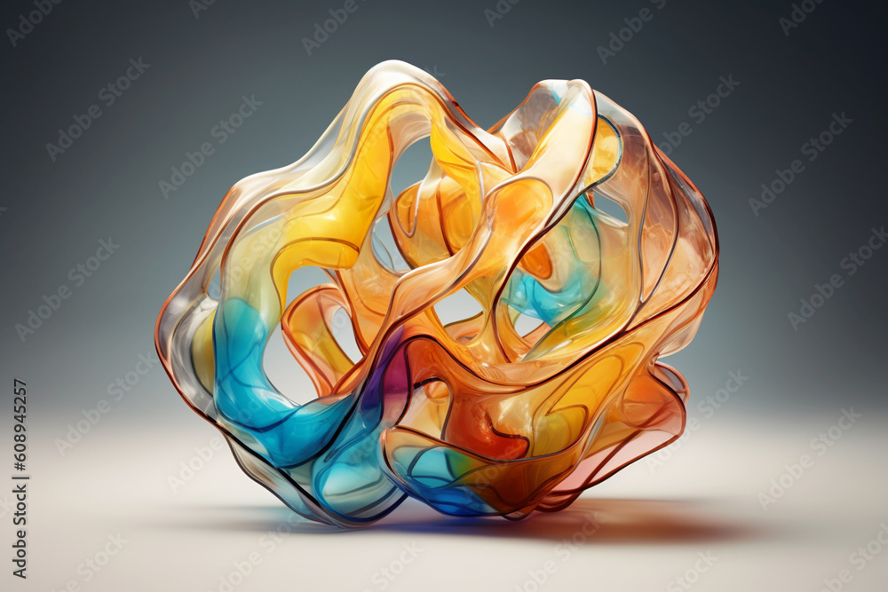 Aufkleber  A series of geometric sculptures with a metallic finish, reflecting light and creating a sense of depth and luminosity within their intricate forms.  Generative AI technology.